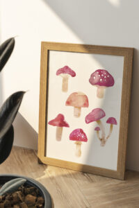 Wooden picture frame vintage ornament floral mockup